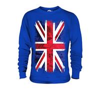 Candymix - Great Britain Union Jack Grunge Flag - Unisex Sweatshirt Mens Ladies Sweater Jumper Top, Size X-Small, Colour Royal Blue