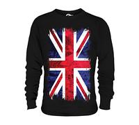 Candymix - Great Britain Union Jack Grunge Flag - Unisex Sweatshirt Mens Ladies Sweater Jumper Top, Size Medium, Colour Black