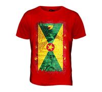 Candymix - Grenada Grunge Flag - Mens T Shirt Top T-Shirt, Size X-Large, Colour Red