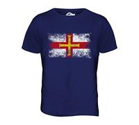Candymix - Guernsey Distressed Flag - Mens T Shirt Top T-Shirt, Size Large, Colour Navy