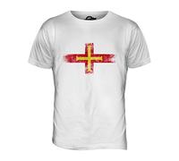 Candymix - Guernsey Distressed Flag - Mens T Shirt Top T-Shirt, Size X-Small, Colour White