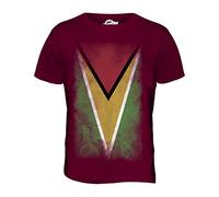 Candymix - Guyana Faded Flag - Mens T Shirt Top T-Shirt, Size 2X-Large, Colour Burgundy
