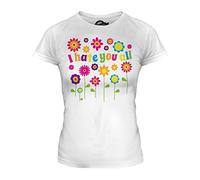 Candymix - I Hate You All Hippie Flowers - Ladies Fitted T Shirt Top T-Shirt, Size Small, Colour White