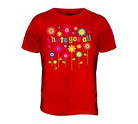 Candymix - I Hate You All Hippie Flowers - Mens T Shirt Top T-Shirt, Size Medium, Colour Red