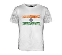 Candymix - India Distressed Flag - Mens T Shirt Top T-Shirt, Size Large, Colour White
