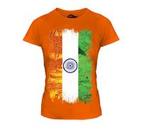 Candymix - India Grunge Flag - Ladies Fitted T Shirt Top T-Shirt, Size X-Large, Colour Orange