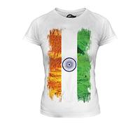 Candymix - India Grunge Flag - Ladies Fitted T Shirt Top T-Shirt, Size X-Large, Colour White