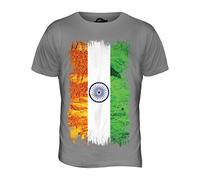 Candymix - India Grunge Flag - Mens T Shirt Top T-Shirt, Size Large, Colour Light Grey