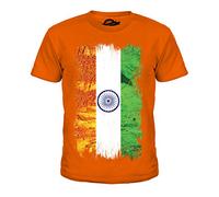 Candymix India Grunge Flag Unisex Kids T Shirt Boys/Girls/Toddler/Children T-Shirt, Age 8, Colour Orange