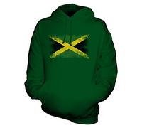 Candymix - Jamaica Distressed Flag - Unisex Hoodie Mens Ladies Hooded Sweater, Size Large, Colour Bottle Green