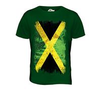 Candymix - Jamaica Grunge Flag - Mens T Shirt Top T-Shirt, Size Medium, Colour Bottle Green