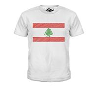 Candymix Lebanon Scribble Flag Unisex Kids T Shirt Boys/Girls/Toddler/Children T-Shirt, Age 6, Colour White