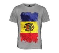 Candymix - Moldova Grunge Flag - Mens T Shirt Top T-Shirt, Size Medium, Colour Grey Marl