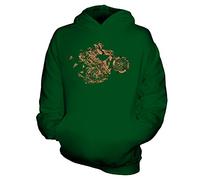 Candymix - Mountain Biker Triangular Splatter - Unisex Kids Hoodie Boys Girls Childrens Toddlers Hooded Sweater Top, Age 7-8, Colour Bottle Green