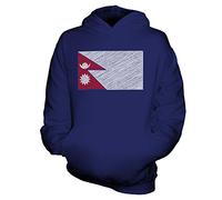 Candymix - Nepal Scribble Flag - Unisex Kids Hoodie Boys Girls Childrens Toddlers Hooded Sweater Top, Age 12-13, Colour Navy