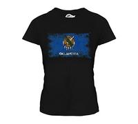 Candymix - Oklahoma State Distressed Flag - Ladies Fitted T Shirt Top T-Shirt, Size 2X-Large, Colour Black