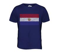 Candymix - Paraguay Scribble Flag - Mens T Shirt Top T-Shirt, Size Small, Colour Navy