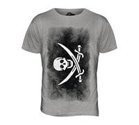 Candymix - Pirate Faded Flag - Mens T Shirt Top T-Shirt, Size 4X-Large, Colour Grey Marl