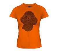 Candymix - Poodle Dog Sketch - Ladies Fitted T Shirt Top T-Shirt, Size X-Large, Colour Orange