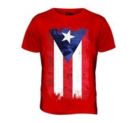 Candymix - Puerto Rico Grunge Flag - Mens T Shirt Top T-Shirt, Size Medium, Colour Red