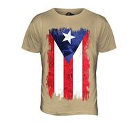 Candymix - Puerto Rico Grunge Flag - Mens T Shirt Top T-Shirt, Size X-Large, Colour Toffee