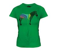 Candymix - Rainbow Painted Dripping Zebra - Ladies Fitted T Shirt Top T-Shirt, Size Small, Colour Irish Green