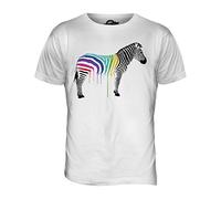 Candymix - Rainbow Painted Dripping Zebra - Mens T Shirt Top T-Shirt, Size 2X-Large, Colour White