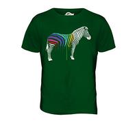 Candymix - Rainbow Painted Dripping Zebra - Mens T Shirt Top T-Shirt, Size 3X-Large, Colour Bottle Green