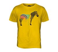 Candymix - Rainbow Painted Dripping Zebra - Mens T Shirt Top T-Shirt, Size Large, Colour Deep Yellow