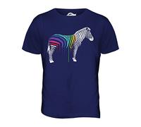 Candymix - Rainbow Painted Dripping Zebra - Mens T Shirt Top T-Shirt, Size Large, Colour Navy