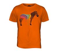 Candymix - Rainbow Painted Dripping Zebra - Mens T Shirt Top T-Shirt, Size Large, Colour Orange