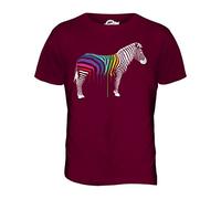 Candymix - Rainbow Painted Dripping Zebra - Mens T Shirt Top T-Shirt, Size Medium, Colour Burgundy