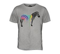 Candymix - Rainbow Painted Dripping Zebra - Mens T Shirt Top T-Shirt, Size Medium, Colour Grey Marl