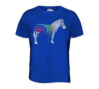 Candymix - Rainbow Painted Dripping Zebra - Mens T Shirt Top T-Shirt, Size X-Large, Colour Royal Blue