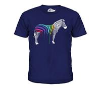 Candymix Rainbow Painted Dripping Zebra Unisex Kids T Shirt Boys/Girls/Toddler/Children T-Shirt, Age 12, Colour Navy