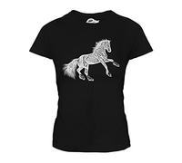 Candymix - Rearing Horse Sketch - Ladies Fitted T Shirt Top T-Shirt, Size X-Large, Colour Black