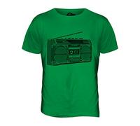 Candymix - Retro Boombox Cassette Tape Player Sketch - Mens T Shirt Top T-Shirt, Size X-Large, Colour Irish Green
