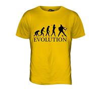 Candymix - Rock N Roll Impersonator Evolution of Man - Mens T Shirt Top T-Shirt, Size Small, Colour Deep Yellow