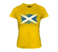 Candymix - Scotland Distressed Flag - Ladies Fitted T Shirt Top T-Shirt, Size X-Small, Colour Deep Yellow