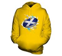 Candymix - Scotland Rugby Ball Splatter - Unisex Hoodie Mens Ladies Hooded Sweater, Size 2X-Large, Colour Deep Yellow