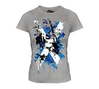 Candymix - Scotland St. Andrew Abstract Flag Print - Ladies Fitted T Shirt Top T-Shirt, Size X-Large, Colour Grey Marl