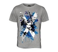 Candymix - Scotland St. Andrew Abstract Flag Print - Mens T Shirt Top T-Shirt, Size 4X-Large, Colour Grey Marl
