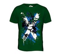 Candymix - Scotland St. Andrew Abstract Flag Print - Mens T Shirt Top T-Shirt, Size Medium, Colour Bottle Green