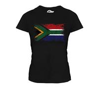 Candymix - South Africa Distressed Flag - Ladies Fitted T Shirt Top T-Shirt, Size X-Large, Colour Black