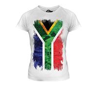 Candymix - South Africa Grunge Flag - Ladies Fitted T Shirt Top T-Shirt, Size Medium, Colour White