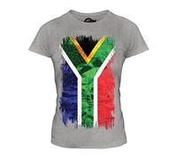 Candymix - South Africa Grunge Flag - Ladies Fitted T Shirt Top T-Shirt, Size Small, Colour Grey Marl