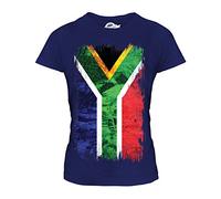 Candymix - South Africa Grunge Flag - Ladies Fitted T Shirt Top T-Shirt, Size Small, Colour Navy