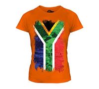 Candymix - South Africa Grunge Flag - Ladies Fitted T Shirt Top T-Shirt, Size Small, Colour Orange