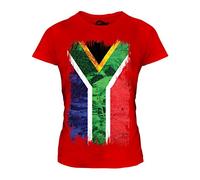 Candymix - South Africa Grunge Flag - Ladies Fitted T Shirt Top T-Shirt, Size Small, Colour Red