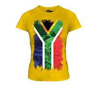 Candymix - South Africa Grunge Flag - Ladies Fitted T Shirt Top T-Shirt, Size X-Small, Colour Deep Yellow